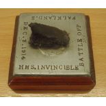 WWI Metal Shrapnel Piece from the Battle of the Falklands 1914 from HMS Invincible