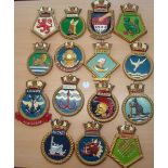 Selection of 15x Royal Navy Ship crests to include HMS Ajax, Warrior, Springer, Rocket plus