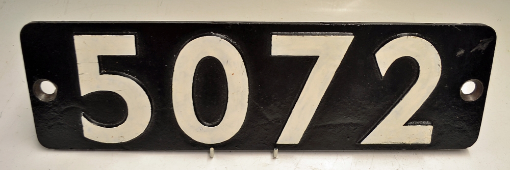 GWR Castle 5072 Hurricane Number Plate cast iron measures 51x16cm approx.