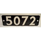 GWR Castle 5072 Hurricane Number Plate cast iron measures 51x16cm approx.