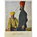 India - Military German prisoners Captured Sikh and Brahman lithograph a fine lithograph of a Sikh &