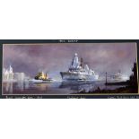 HMS Hood 'The Last Moments' Colour Print by Robert Taylor signed by HMS Hood survivor Liet. Ted