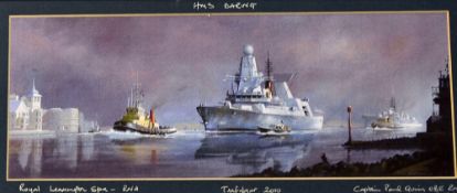 HMS Hood 'The Last Moments' Colour Print by Robert Taylor signed by HMS Hood survivor Liet. Ted