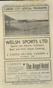 1944/1945 Football League Cup match programme Cardiff City v Wolverhampton Wanderers at Ninian