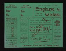 1928 Wales (8) v England (10) (Grand Slam) rugby match ticket - played at St Helens Swansea on