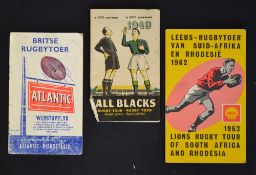 Collection of All Blacks and British Lions Rugby Tourists itineraries to South Africa from 1949