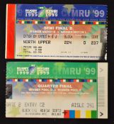 1999 Rugby World Cup Semi-final and Quarter Final match tickets (2): for the semi-final played at