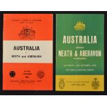 Australian Rugby Tour to the UK programmes: to incl 1957-8 Wallabies v Neath & Aberavon Combined