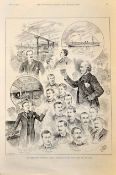 1891 rare "British Lions Rugby Tour to South Africa" lithograph engraving: original full page