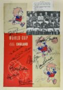 1966 World Cup Montage laid to card includes a print of England plus player signatures including