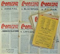 1946 Onwards Charlton Athletic Home Football Programmes includes 1946 v Bolton Wanderers (poor), v