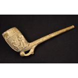 Vic Rugby/Football decorative smokers pipe: fine and large Vic clay Meacham pipe with early embossed