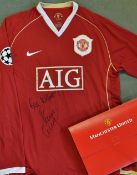 Manchester United shirt No. 18 Scholes, signed in marker pen by Paul Scholes, complete in