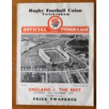 1935 England Rugby Trial Programme and ephemera: England v the Rest, 4pp fold over Twickers issue