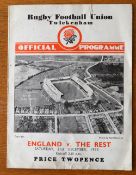 1935 England Rugby Trial Programme and ephemera: England v the Rest, 4pp fold over Twickers issue