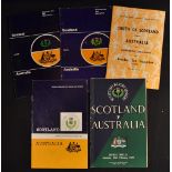 Scotland v Australia rugby programmes from the 1950's onwards (5): to incl 4x v Scotland '58, '