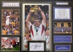 2003 England Rugby World Cup winners signed display: Fine "Road to The Final" display signed by