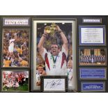 2003 England Rugby World Cup winners signed display: Fine "Road to The Final" display signed by