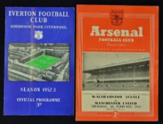 1952/1953 FA Cup matches, Manchester United away programmes at Everton, at Walthamstow Avenue (