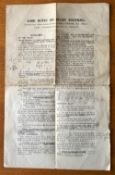 Early rugby ephemera - titled 'Some Notes on Rugby Football' by Rev. H. Ewbank: 4pp foolscap fold