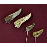 4x New Zealand RFU Silver Fern badge collection: 2x with butterfly pins (one slightly tarnished) c.