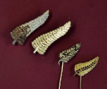 4x New Zealand RFU Silver Fern badge collection: 2x with butterfly pins (one slightly tarnished) c.