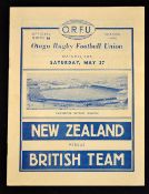 1950 British Lions versus New Zealand rugby programme: opening test match played at Dunedin on