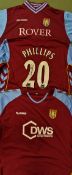2005/06 Kevin Phillips Signed Aston Villa match worn football shirt a short sleeve home shirt with