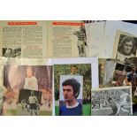 Autographed football book plus magazine photo cuttings with multiple signatures all acquired in