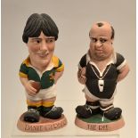 Rugby Ceramic Figures: incl famed South African centre Danie Gerber in Springbok kit (G) and another