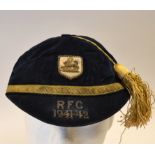 1941/42 Rugby Honours Cap: Dark navy/black velvet cap, with Lion Crest on a shield to front panel