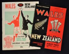 1969 Wales Rugby Tour to New Zealand Programmes (2): for both Test issues from Christchurch and