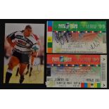 2x 1999 Rugby World Cup final and other signed tickets to incl the Final Australia v France signed