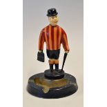 Bradford and Bingley Styled Figure with Ashtray base, red and orange striped shirt with black shorts