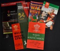 Wales v South Africa rugby programmes from the 1960's onwards (6): all played in Cardiff to incl '
