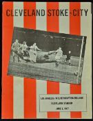 Tour game 1967 Cleveland (Stoke City) v Los Angeles Wolves (Wolverhampton Wanderers) at the