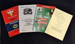 Wales and Other Rugby Signed ephemera: a Dinner Menu at Rugby, signed by Irish Lions legend Willie