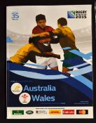 2015 Rugby World Cup Wales v Australia Programme: from the pool of death played at Twickenham and