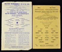 1957/1958 FA Youth Cup match programme Wolverhampton Wanderers v Bolton Wanderers dated 31 March