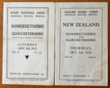 1935 Somerset and Glos v New Zealand All Blacks Programme & other related rugby programmes and