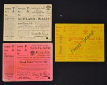 1920/30's Wales v Scotland rugby match tickets (3): to incl 1923 Gracie's Match and with Scotland