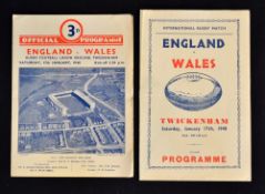 1948 England v Wales Rugby Programmes: Official and also more rare Pirate copies for this first