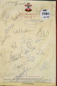 Southampton Football Autograph Page - with 24 signatures including Matt Le Tissier, Matt Oakley etc.