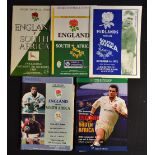 England and Regional rugby match programmes v South Africa from the 1970's onwards (5): 4x England v
