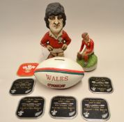 Collection of Welsh Rugby related ceramics and miscellanea: to incl Wales No.15 rugby player novelty