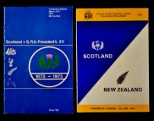 2x rare Scotland rugby programmes from the 1970/80: to incl 1973 Centenary v SRU Invitation XV