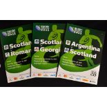 2011 Rugby World Cup Scotland Programmes (3): v Romania, v Georgia and v Argentina.(VG)