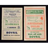 1947 Wales and Cardiff v Australia Rugby Programmes (2): pair of desirable issues from the Cardiff