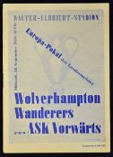 1959/1960 European Cup ASK Vorwarts v Wolverhampton Wanderers match programme 30 September 1959 at