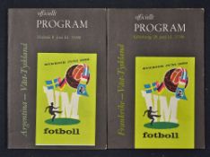 1958 World Cup Sweden - 2x West Germany Football Programmes includes v France and Argentina, both